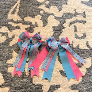 Stylish Pink and Blue horse bit Hair Bows for horse shows never worn